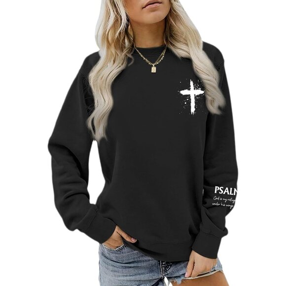 Women Christian Psalms 91 Hoodie Religious Faith Bible Verse Pullover - Picture 1 of 6